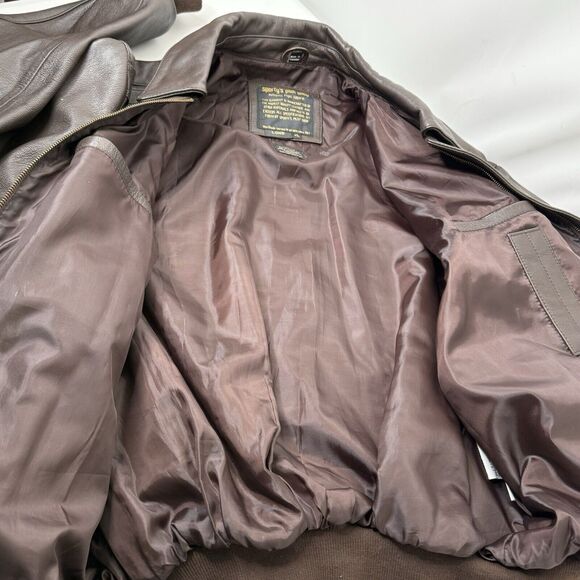 Vtg Sporty’s Pilot Shop A-2 Flight Goat Leather Military Bomber Jacket XL Long - Picture 13 of 16